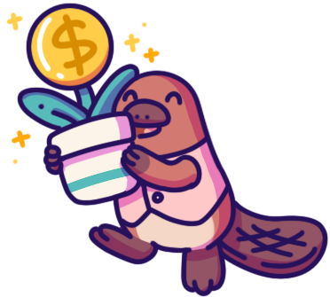 Beaver holding a money plant